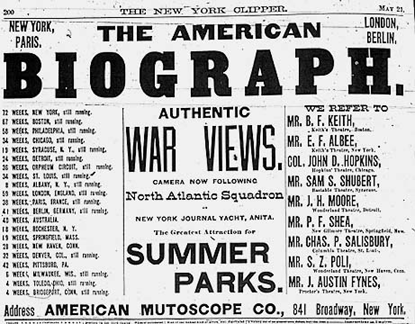 Biograph War Film Advertisement