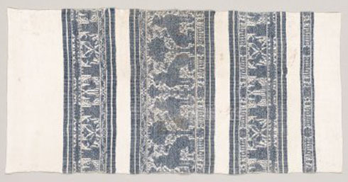 Linen towel with Indigo Woven Border [Object]